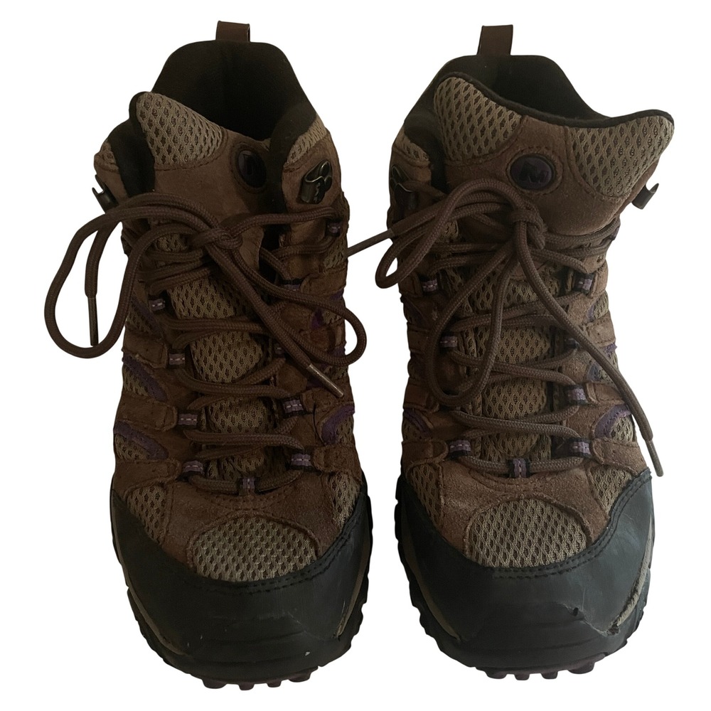 Merrell Womens Moab Mid Hiking Shoes Suede Trail Sneakers 9.5 Purple